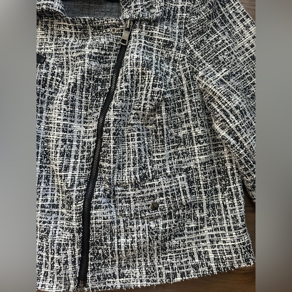Lane Bryant Knit Tweed Moto Jacket β Black & White β Size 18 - Picture 10 of 16